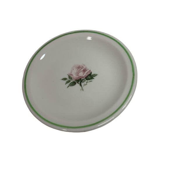 Scammells Trenton China 5.5 Inch Dessert Plate Restaurant Pink Rose - Picture 3 of 5